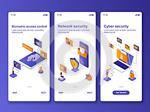 Cyber security isometric GUI design kit.