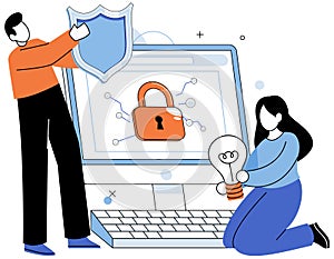 Cyber security. Keeping personal information safe is digital lock for privacy