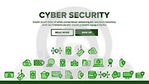 Cyber Security Vector Thin Line Icons Set
