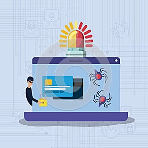 Cyber security with laptop and hacker