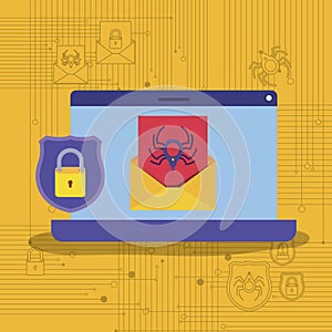 Cyber security with laptop