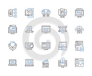 Cyber security line icons collection. Encryption, Firewall, Malware, Phishing, Antivirus, Passwords, Cybercrime vector photo