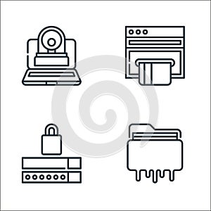 cyber security line icons. linear set. quality vector line set such as data leak, password, online payment