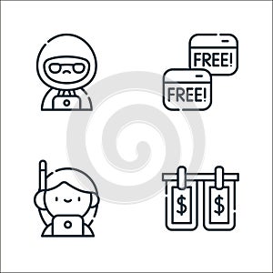 cyber security line icons. linear set. quality vector line set such as money laundering, customer service agent, free