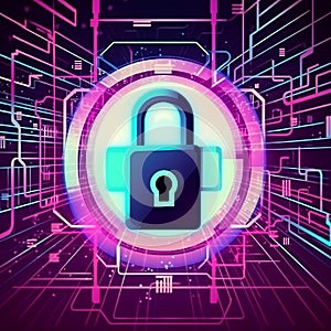 Cyber Security Lock - Digital Web Graphic design - privacy