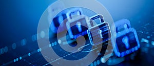 Cyber security Lock Icon. Digital Privacy and Data Protection. Padlock Symbol and Binary Code