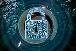 Cyber Security lock icon Information Privacy Data Protection internet and Technology concept.