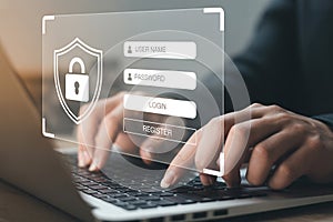Cyber security login authentication user interface username password register login security 100 character