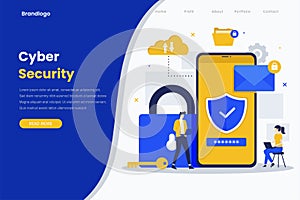 Cyber security modern flat illustration landing page