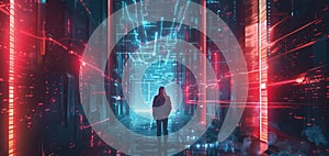 Cyber security network. Data protection concept