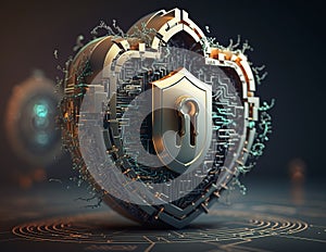Cyber security network. Data protection concept. Generative AI