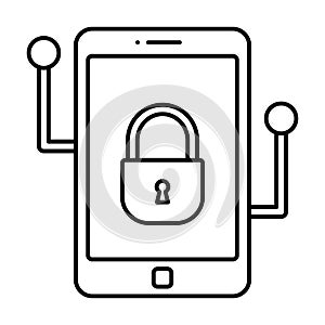Cyber security Outline vector icon which can easily modify or edit
