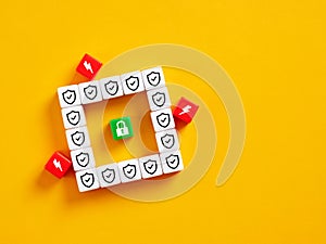 Cyber security, password and data encryption. Network security and firewall protection