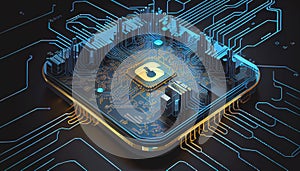 Cyber security protect privacy circuit board secure shield