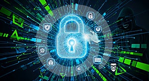 Cyber security protection against digital hacker attack