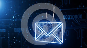 Cyber security risk email caught on a hook