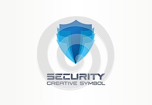 Cyber security shield creative symbol concept. Digital safety, safe, complex protection abstract business logo idea