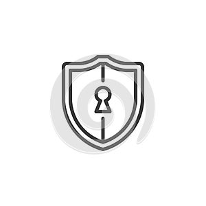 Cyber security shield line icon
