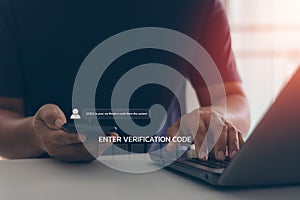 Cyber security technology concept. Two step authentication or 2FA, Empty verification code