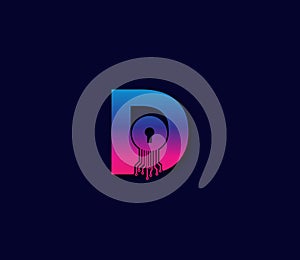 D Cyber Security Technology Logo Design Concept