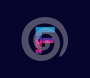 F Cyber Security Technology Logo Design Concept