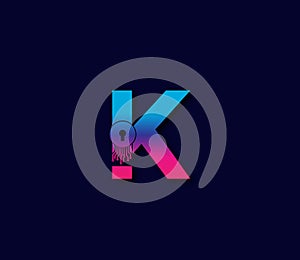 K Cyber Security Technology Logo Design Concept