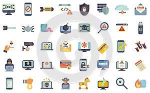 Cyber security threats and computer virus concepts with hacker stealing data