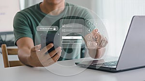 cyber security in two-step verification, multi-factor authentication, information security and encryption, secure access to user`s