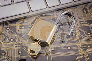 Cyber security with unlock key on circuit board