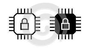 Cyber security vector icon set. Cyberwar, hacking process sign