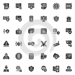 Cyber security vector icons set