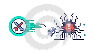 Cyber Security Warning, Data Breach Alert Network Threat, vector design Generative AI