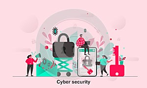 Cyber security web concept design in flat style