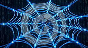Cyber Security Web Trap: Artificial Intelligence Spider Caught in Digital Network