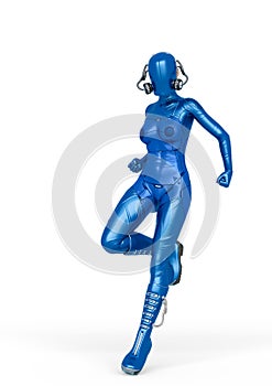 Cyber soldier female landing