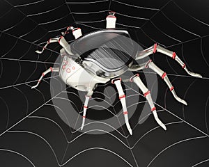 Cyber spider in the metal spiderweb