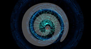 Cyber Spider Web Digital Art: A Glowing Arachnid in a Technological Web