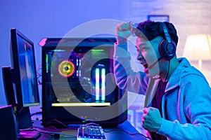 Cyber sport gamer playing game