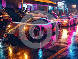 Cyber street racers with futuristic vehicles