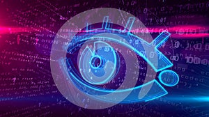 Cyber surveillance digital concept with spy eye