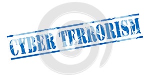 Cyber terrorism blue stamp