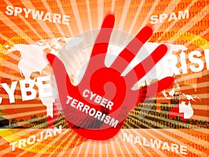 Cyber Terrorism Online Terrorist Crime 2d Illustration