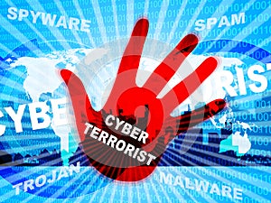 Cyber Terrorist Extremism Hacking Alert 2d Illustration