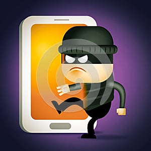 Cyber thief, hacker 2d illustration