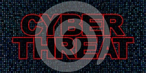 Cyber threat text on hex code illustration