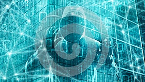 Cyber threats in cyberspace, computer digits, artificial intelligence processing algorithm computer science background graphic