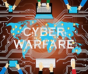 Cyber Warfare Hacking Attack Threat 2d Illustration