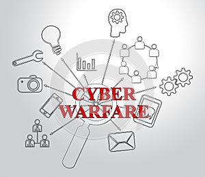 Cyber Warfare Hacking Attack Threat 2d Illustration