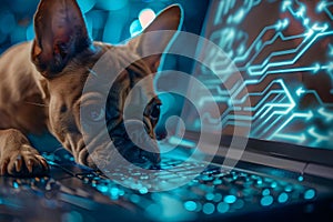 Cyber watchdog protecting digital network with cute and vigilant demeanor. Concept Cybersecurity,