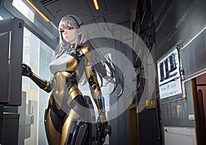 cyber woman with futuristic